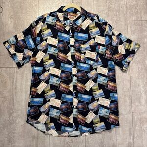 RSVLTS X Bob Ross Colorful Postcard Print Men's Shirt button down XL